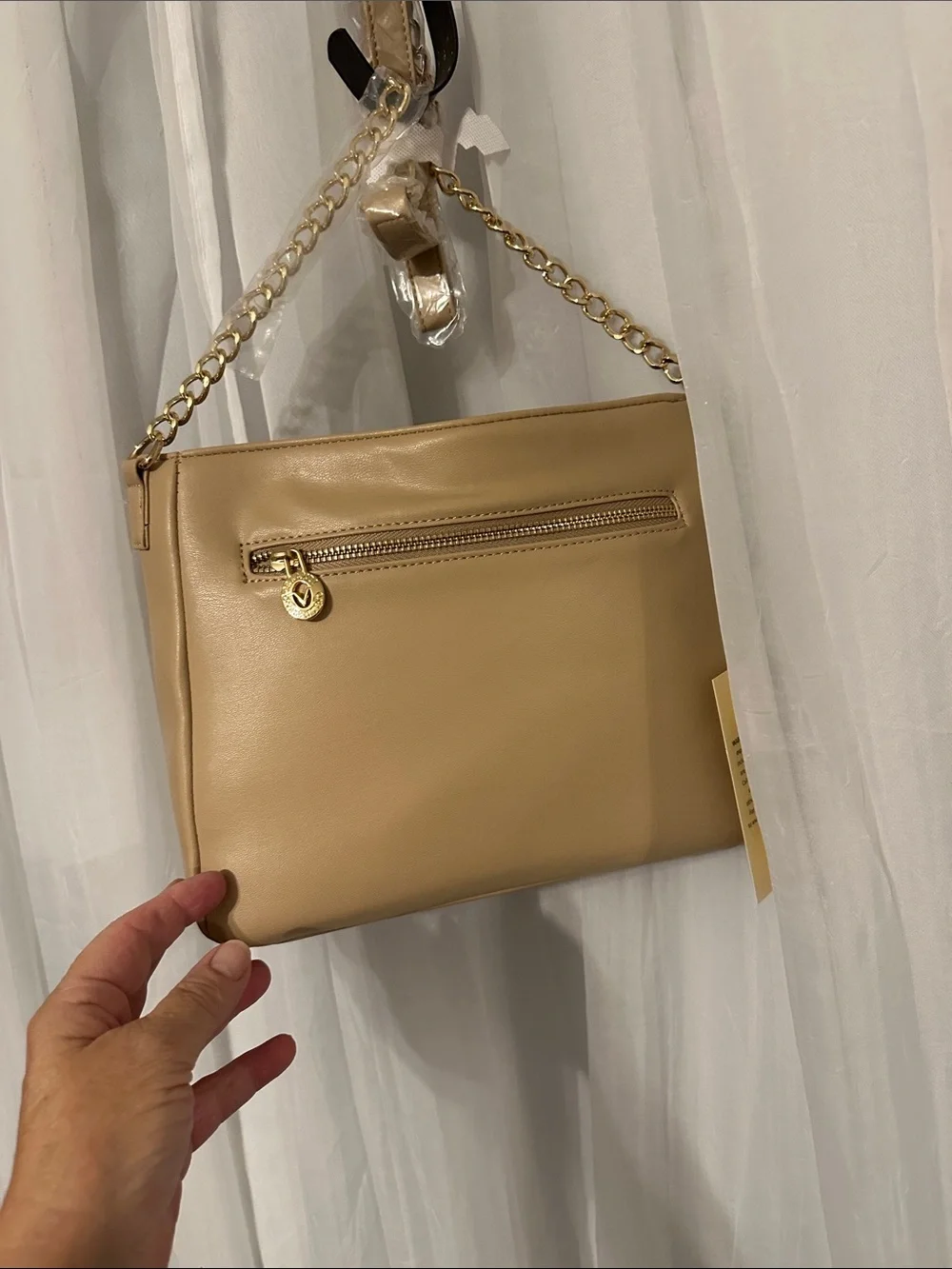 Valentino Orlandi NWT Quilted Taupe Crossbody Bag